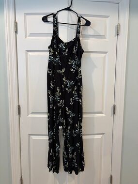 Black Floral Wide-Leg Jumpsuit